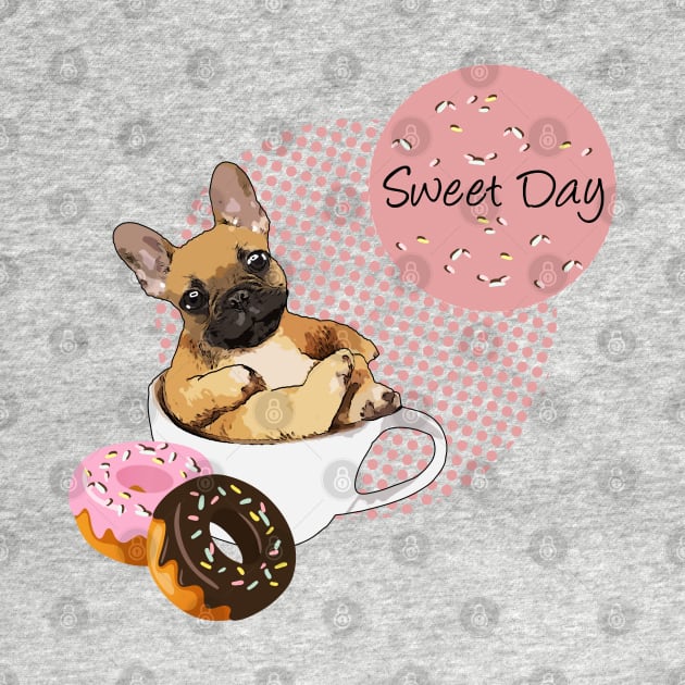 french bulldog coffee and donuts by Collagedream